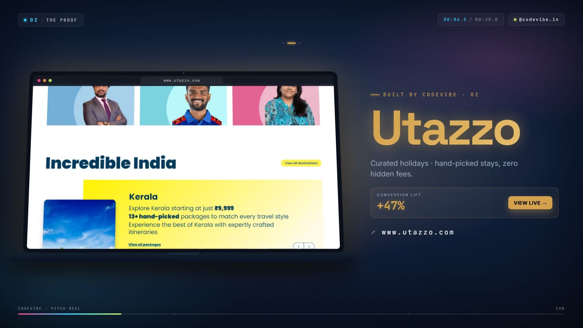 A laptop showing a travel website with an Incredible India banner