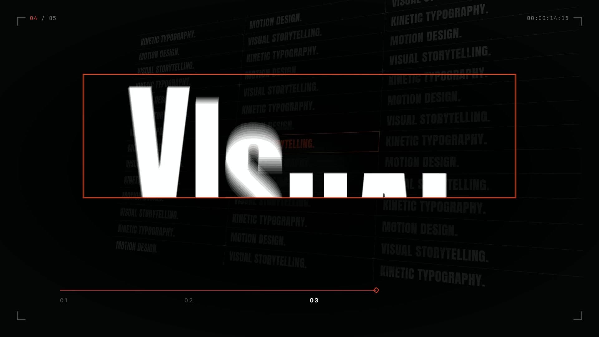 The word VISUAL being cut apart inside an orange outline frame