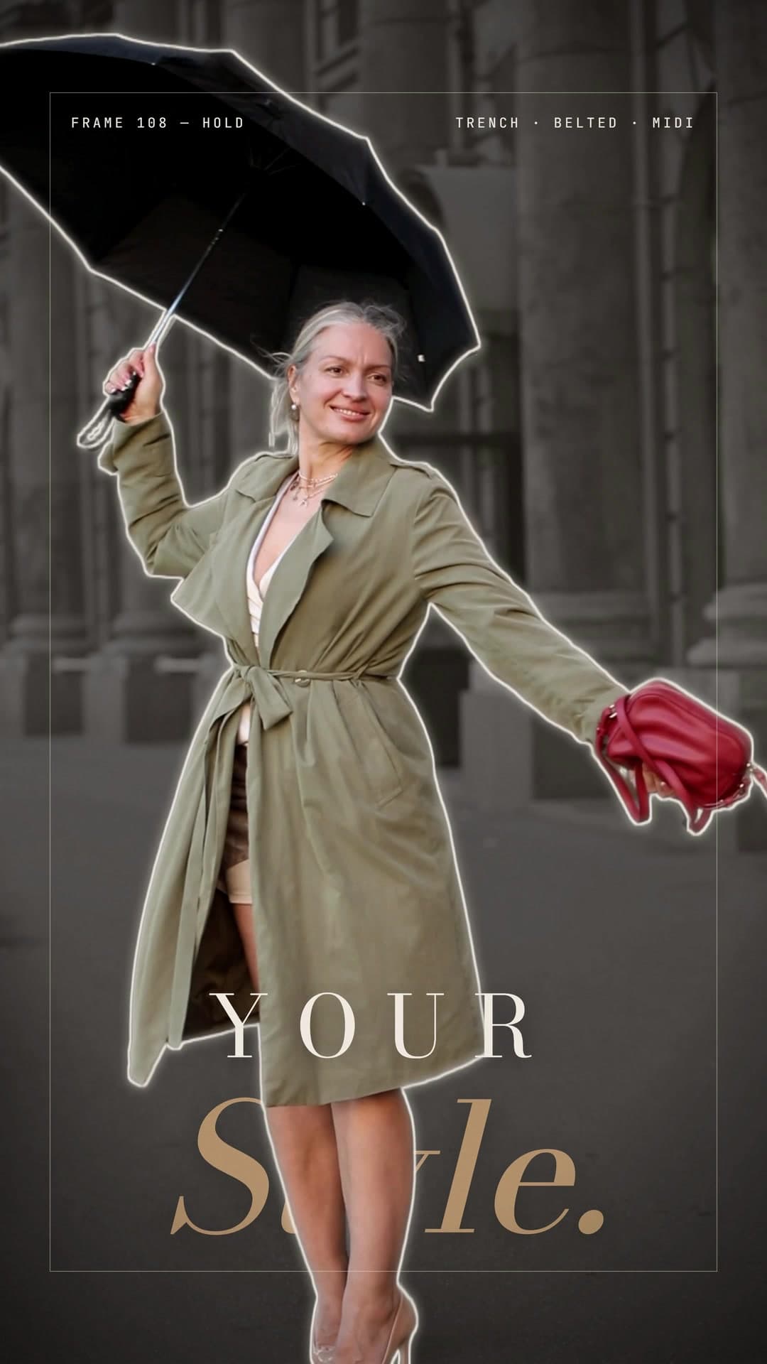A freeze-frame of a twirl with the words Your Style layered behind her