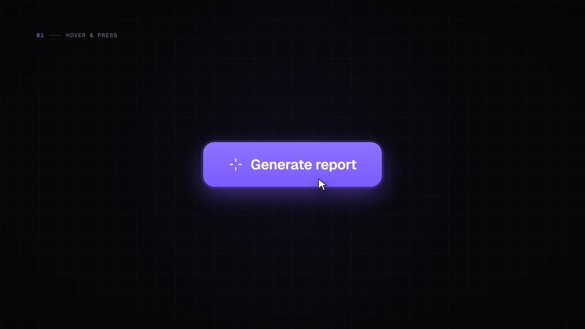 A glowing violet Generate report button being pressed